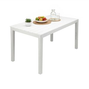 Mesa exterior asar, impermeable repelente al agua, en plástico blanco