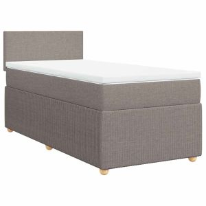 vidaXL cama box spring con colchón tela gris taupe 90x190 cm