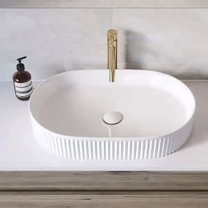 Rea lavabo sobre encimera vanda 61 white oval, 60x34x13 cm