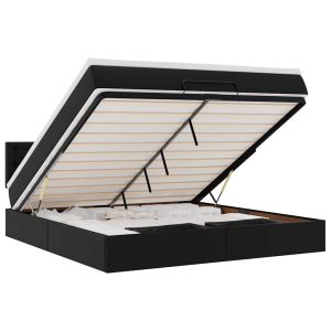 vidaXL cama otomana colchón y LED cuero sintético negro 180x200 cm