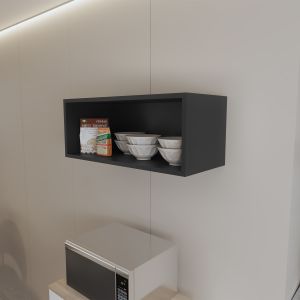 Tuhome gabinete de pared hard rock en melamina con almacenamiento abierto