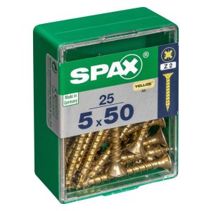 Caja 25 uds. Tornillo madera spax cab. Plana yellox 5,0x50mm