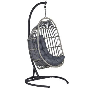 Sillón colgante con soporte sesia ratán sintético gris oscuro