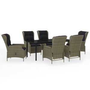 vidaXL juego de comedor de jardín 7 piezas marrón
