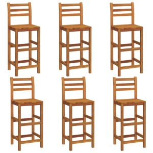 vidaXL taburetes de barra de cocina 6 unidades madera maciza acacia