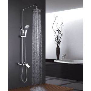 Conjunto de ducha cassio cromo monomando redondo - 90-133cm - con antical