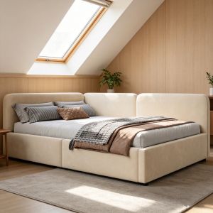 Sofá cama 140x200 cm con almacenaje y respaldo reversible