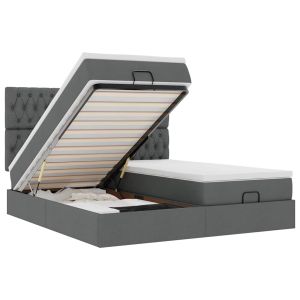 vidaXL estructura cama otomana colchones tela gris oscuro 160x200 cm