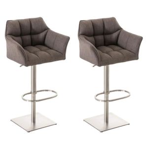 Taburetes de bar modernos de tela gris - 2 uds