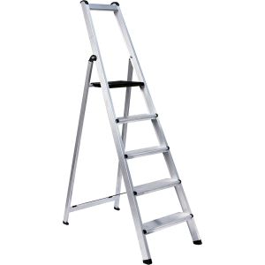 Escalera aluminio tijera peldaño ancho 5 peldaños