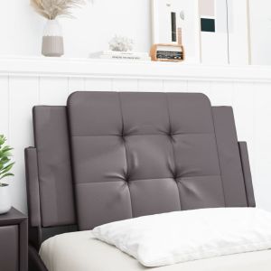 Cabecero de cama acolchado cuero sintético gris 90 cm eso2816