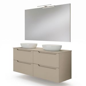 Kibath mueble baño y lavabo, espejo y LED victoria 120x45 en moka 2c susp.