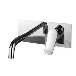 Kibath grifo empotrado de lavabo monomando rei cromo brillo de latón