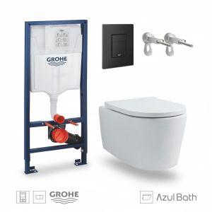 Pack grohe cisterna y pulsador even negro mate wc lia tornado azulbath