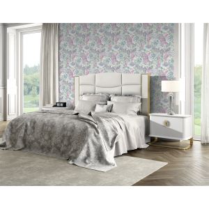 Papel pintado texturizado tnt flor textil seda tupido verde y burdeos