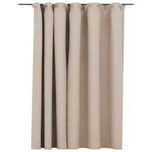 vidaXL cortina opaca con ganchos look de lino beige 290x245 cm
