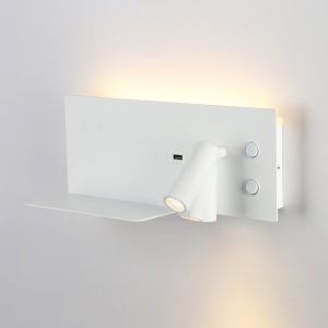 Aplique lectura blanco usb 7w+foco 3w 2700k derecho