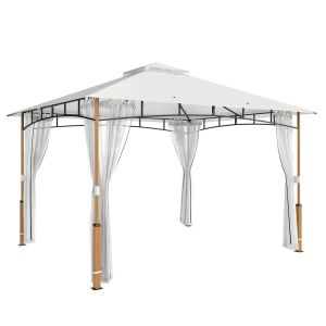 Cenador para jardín 360x300x275 cm metal, poliéster color beige Outsunny