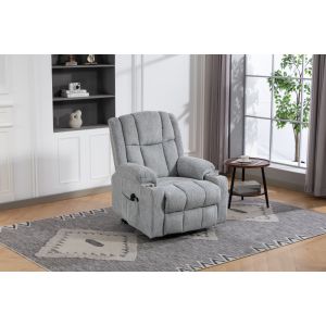 Sillón relax eléctrico gris claro con elevador, masaje, calor y reposapiés