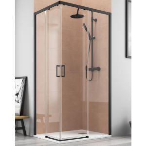 Mampara ducha rectangular angular| frente 170 lateral  80cm  negro