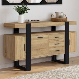 Aparador industrial madera y negro - 140 cm