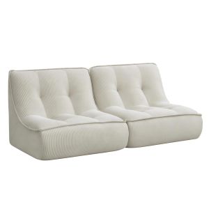 Oviala - juego de 2 sillones de tela 160 x 90 x 70 cm color crudo