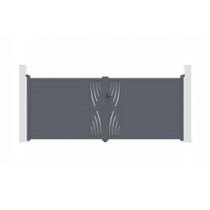 Puerta batiente veleta 400x160 cm aluminio gris + 2 postes elda