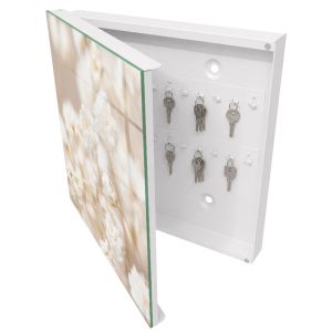 Armario para llaves decorativo 30x30x5, apertura izquierda blanca