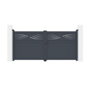 Puerta automática batiente 3m halti a.140cm gris + motor tanker b700