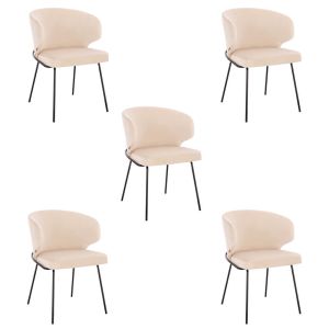 Silla de comedor de terciopelo amara - lote de 5 beige