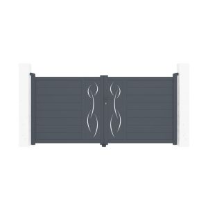 Puerta batiente regulable ancho 3m life h.140cm aluminio gris