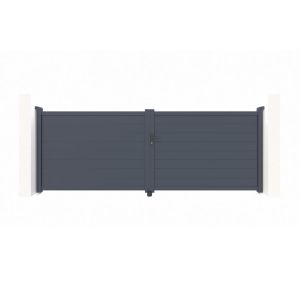 Puerta batiente regulable eiger h.140cm de aluminio gris, 4 m de ancho