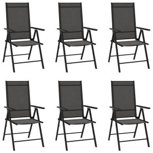 vidaXL sillas de jardín plegables 6 unidades textilene negro