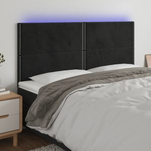 Cabecero con luces LED terciopelo negro 180x5x118/128 cm eso7727