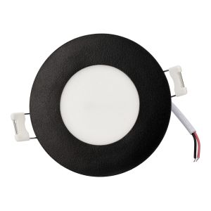 Downlight LED redondo empotrable 12v, 3w, luz fría 6000k. Marco negro