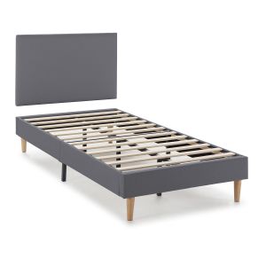 Base tapizada + cabecero aura 90x190 cm  gris oscuro