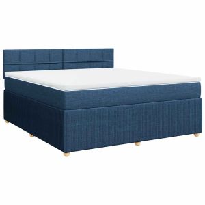 vidaXL cama box spring con colchón tela azul 180x200 cm