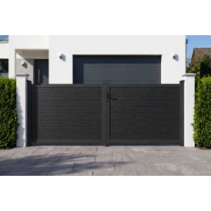 Puerta athos composite gris 3,5x1,4 m marco aluminio