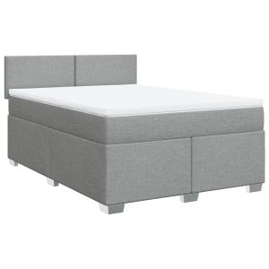 vidaXL cama box spring con colchón tela gris claro 160x200 cm
