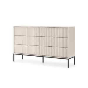 Comoda - 3xe living - 154x39x83 cm - 6 cajones - cachemira y patas negras -