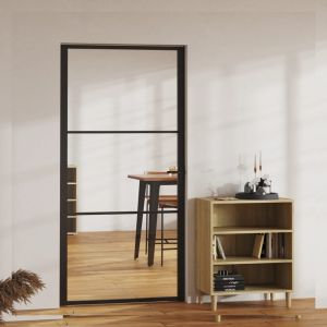 Puerta interior vidrio esg y aluminio negro 102,5x201,5 cm wef9999