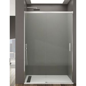 Mampara de ducha frontal basic 1+1 160-165cm transparente perfil cromo