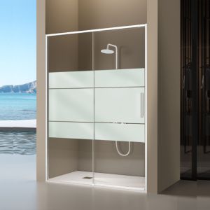 Mampara frontal serie delta - blanco - serigrafiado -  138-140.6 cm