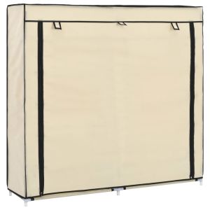 vidaXL zapatero con funda de tela color crema 115x28x110 cm