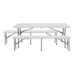 Conjunto plegable mesa con 2 bancos de 180cm catering Thinia Home