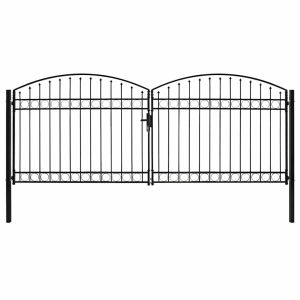 vidaXL puerta de valla assen de doble puerta con arco superior de acero,