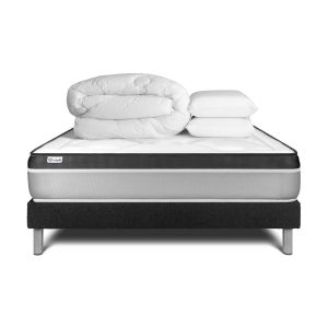 Pack cama completa - colchón 200x200cm + somier con láminas (kit) + 2 almoh