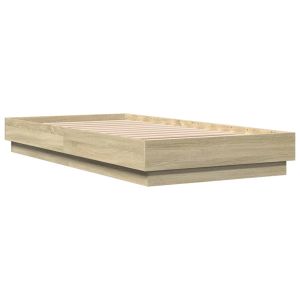 vidaXL estructura de cama con luces LED roble sonoma 75x190 cm