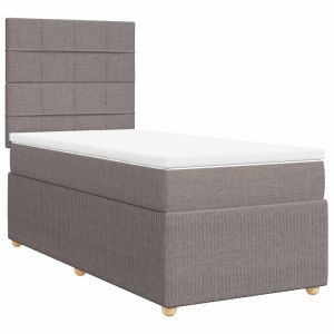 vidaXL cama box spring con colchón tela gris taupe 90x200 cm