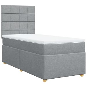 vidaXL cama box spring con colchón tela gris claro 90x190 cm
